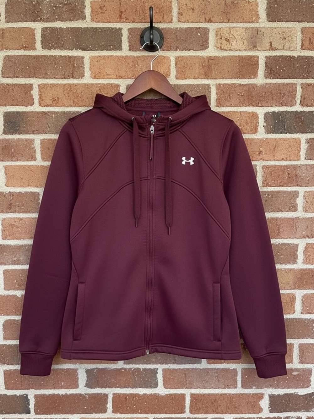 Under Armour Storm 1 ColdGear Full Zip Fleece Hoodie Maroon Size L